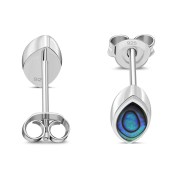 Abalone Lens Shaped Silver Earrings, e351st